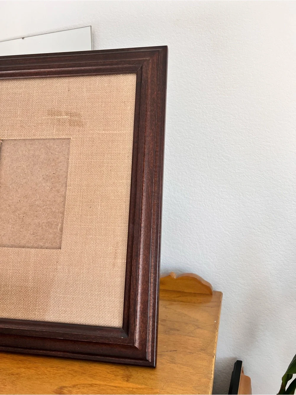 Pottery Barn Wood & Jute Picture Frame 18” x 15” Rustic Brown Glass Front